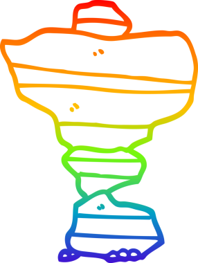 Bir insan tarafından çizilmiş istiflenmiş taştan oluşan bir karikatürün çizimi.