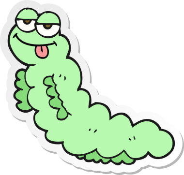 Bir insan tarafından çizilmiş bir tırtılın çıkartması.