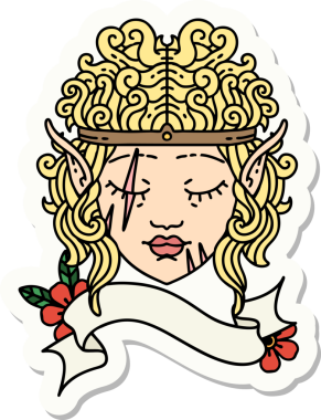 Bir insan tarafından çizilmiş barbar bir elf karakterinin çıkartması.