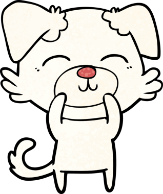 Bir insan tarafından çizilmiş çizgi film köpeği.