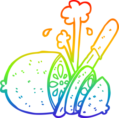 Bir insan tarafından çizilmiş dilimlenmiş limon çizimi.