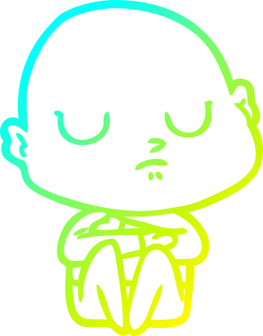 Bir insan tarafından çizilmiş kel bir adamın soğuk çizgi çizimi.