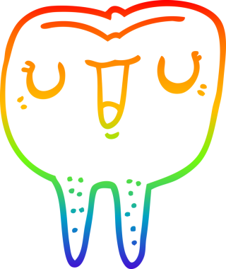 gökkuşağı gradyan çizgi çizimi bir insan tarafından çizilmiş mutlu diş