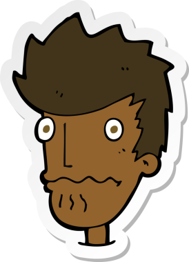 Bir insan tarafından çizilmiş gergin bir adamın çıkartması.