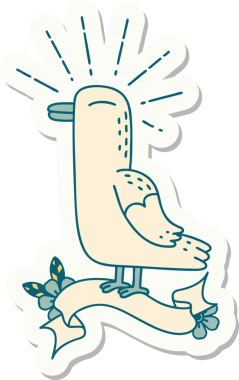 Bir insan tarafından çizilmiş dövme stili martı kuşunun çıkartması.