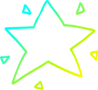 Bir insan tarafından çizilmiş bir çizgi film yıldızının soğuk gradyan çizimi