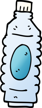 Bir insan tarafından çizilmiş karikatür su şişesi.