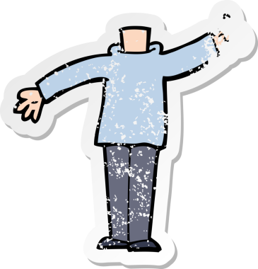 Bir insan tarafından çizilmiş, karikatür bir vücudun gerilmiş etiketi.