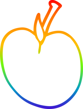 gökkuşağı gradyan çizgi çizimi bir insan tarafından çizilmiş elma çizgi