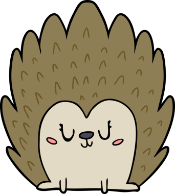 Bir insan tarafından çizilmiş şirin bir kirpi çizgi filmi.