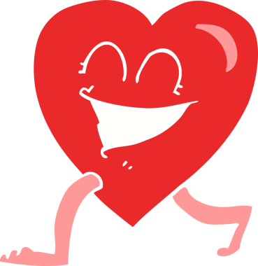 Bir insan tarafından çizilmiş yürüyen kalbin düz renk çizimi