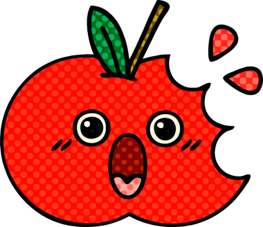 Bir insan tarafından çizilmiş kırmızı elma çizgi filmi.