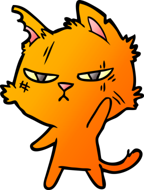 Bir insan tarafından çizilmiş sert çizgi film kedisi.