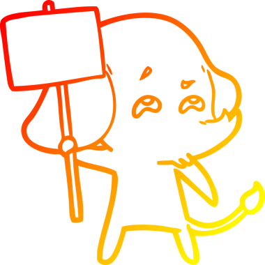 Bir insan tarafından çizilmiş işaret levhası olan bir fil çizgi çizimi.