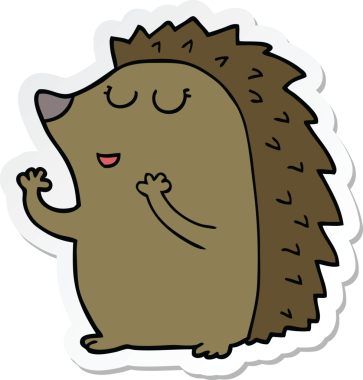 Bir insan tarafından çizilmiş kirpi karikatürü çıkartması.