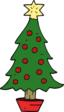 Bir insan tarafından çizilmiş bir karalama Noel ağacı.