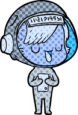 Bir insan tarafından çizilmiş astronot kadın.