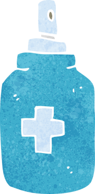 Bir insan tarafından çizilmiş antiseptik sprey.