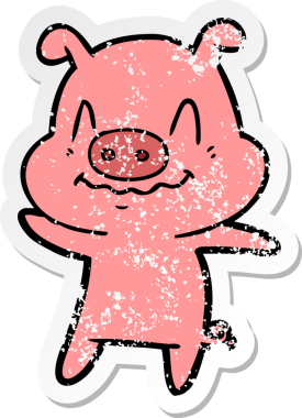 Bir insan tarafından çizilmiş sinirli bir domuzun sıkıntılı çıkartması.