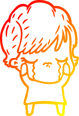 Bir insan tarafından çizilmiş, ağlayan bir çizgi kadın çizimi.