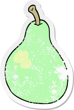 Bir insan tarafından çizilmiş karikatür armutunun sıkıntılı çıkartması.