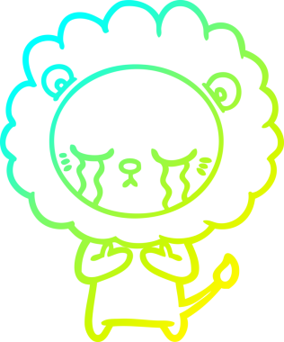 Bir insan tarafından çizilmiş ağlayan bir aslanın soğuk gradyan çizgisi.