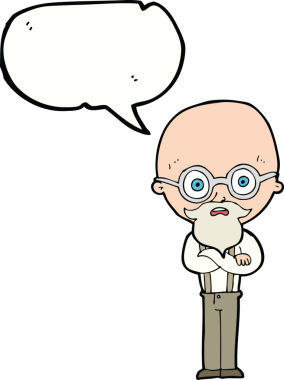 Bir insan tarafından çizilen konuşma baloncuğuyla yaşlı bir adamı sinirlendiren çizgi film.