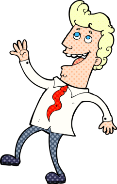 Bir insan tarafından çizilmiş mutlu ofis adamı.