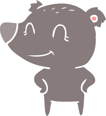 Bir insan tarafından çizilmiş kalçaları olan arkadaş canlısı ayı.