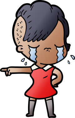 Bir insan tarafından çizilmiş ağlayan kız çizgi filmi.