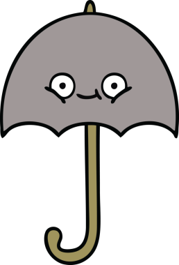 Bir insan tarafından çizilmiş şirin şemsiye karikatürü.