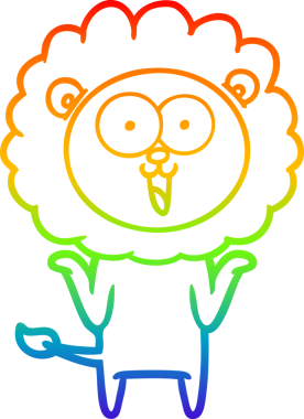 gökkuşağı gradyanı çizimi bir insan tarafından çizilmiş mutlu bir karikatür aslanı