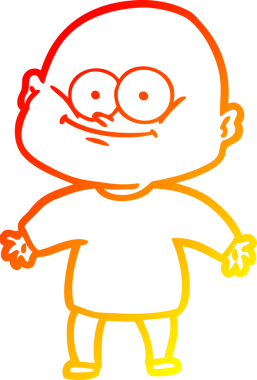 Bir insan tarafından çizilmiş kel bir adamın sıcak çizgi çizimi.