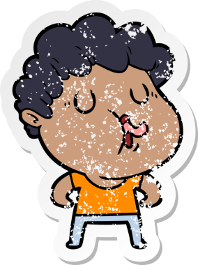 Bir insan tarafından çizilmiş karikatür adamın sıkıntılı çıkartması.