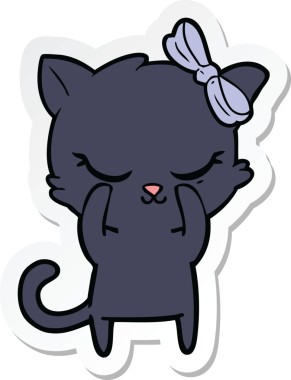 Bir insan tarafından çizilmiş şirin bir çizgi film kedisinin çıkartması.