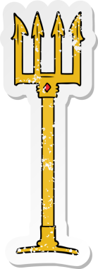 Bir insan tarafından çizilmiş üç çatallı mızrağın sıkıntılı çıkartması.