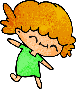 Bir insan tarafından çizilmiş, el yazısıyla çizilmiş tatlı bir kawai kızı karikatürü.