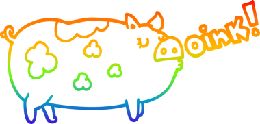 Gökkuşağı gradyan çizgi çizimi Bir insan tarafından çizilmiş domuz