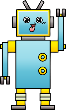 Bir insan tarafından çizilmiş bir robotun gölgelenmiş çizimi