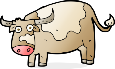 bir insan tarafından çizilmiş çizgi film ineği