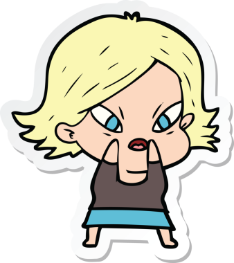 Bir insan tarafından çizilmiş bir karikatür çıkartması.