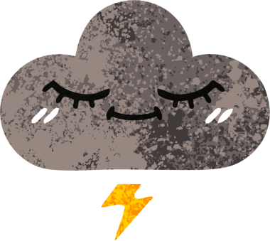 Bir insan tarafından çizilmiş bir fırtına bulutunun retro çizim tarzı karikatürü