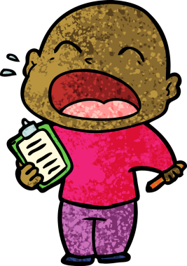 Bir insan tarafından çizilmiş kel adam diye bağıran çizgi film.