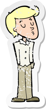 Bir insan tarafından çizilmiş sakin bir adamın gerilmiş çıkartması.