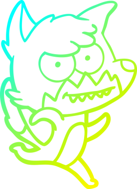 Bir insan tarafından çizilmiş sırıtan bir tilkinin soğuk çizgi çizimi