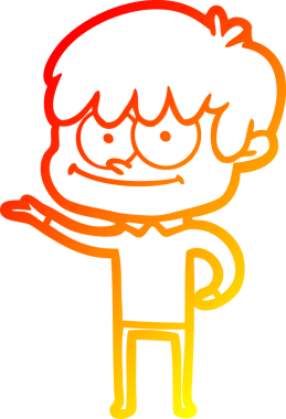 Bir insan tarafından çizilmiş mutlu bir çizgi film karakteri çizimi.