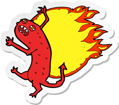 Bir insan tarafından çizilmiş bir çizgi film canavarının çıkartması.