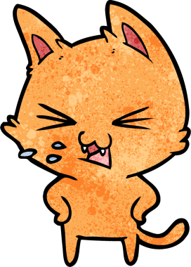 Bir insan tarafından çizilmiş kedi tıslaması.