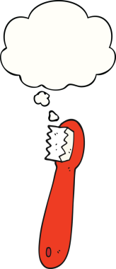 Bir insan tarafından çizilmiş düşünce baloncuklu diş fırçası.