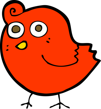 Bir insan tarafından çizilmiş komik çizgi film kuşu.